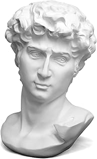 YUEOECOR 12in Greek Statue of David, Classic Roman Mini Bust Greek Mythology Sculpture for Home Decor