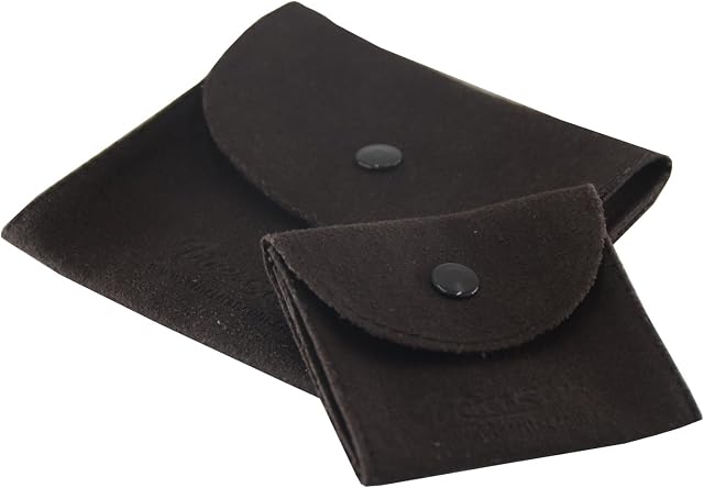 Vinerstar Pack of 2 PCS Suede Leather Jewelry Pouch with Snap Button (Brown)