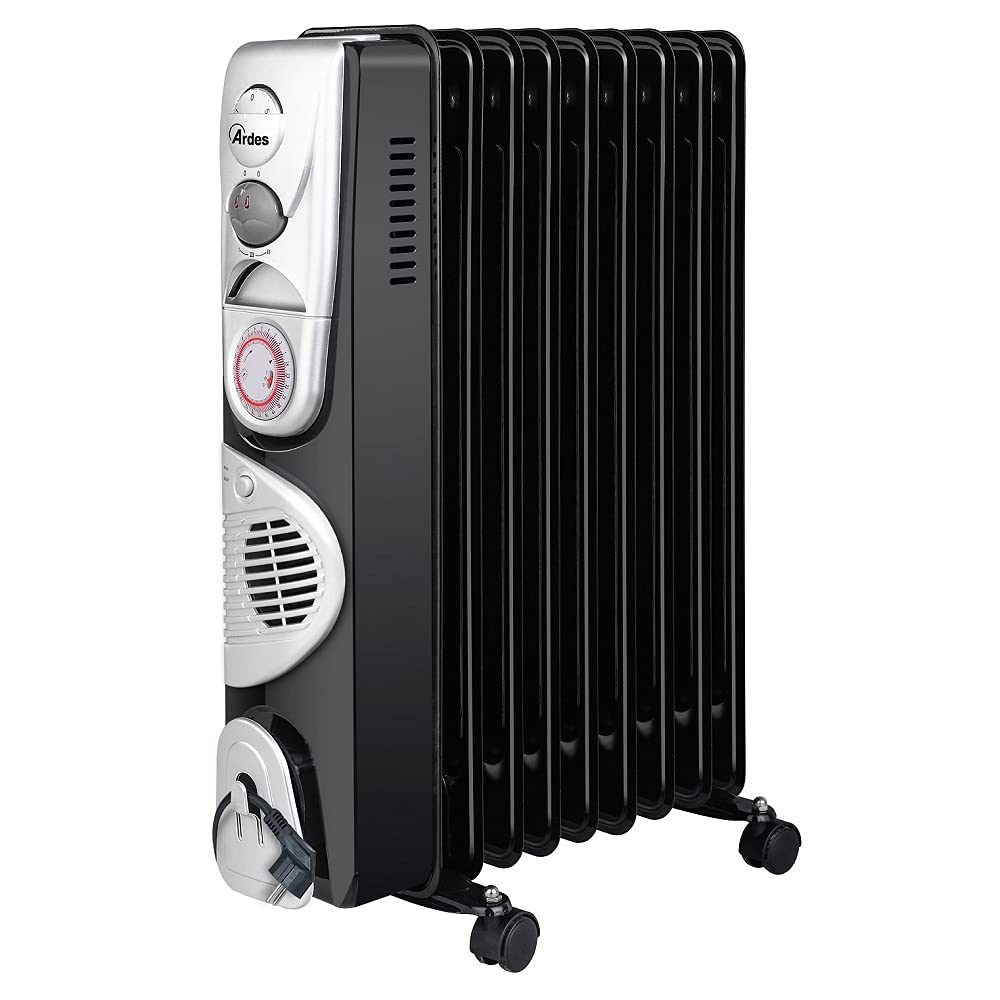 ARDES OILO9 TURBO TIME Radiador de aceite 2400 W con 9 elementos, función turbo 400 W, timer 24 h y cobertura 70 m³ para calefacción de bajo consumo | 400 W, temporizador 24 h y cobertura 70 m³ para calefacción de bajo consumo