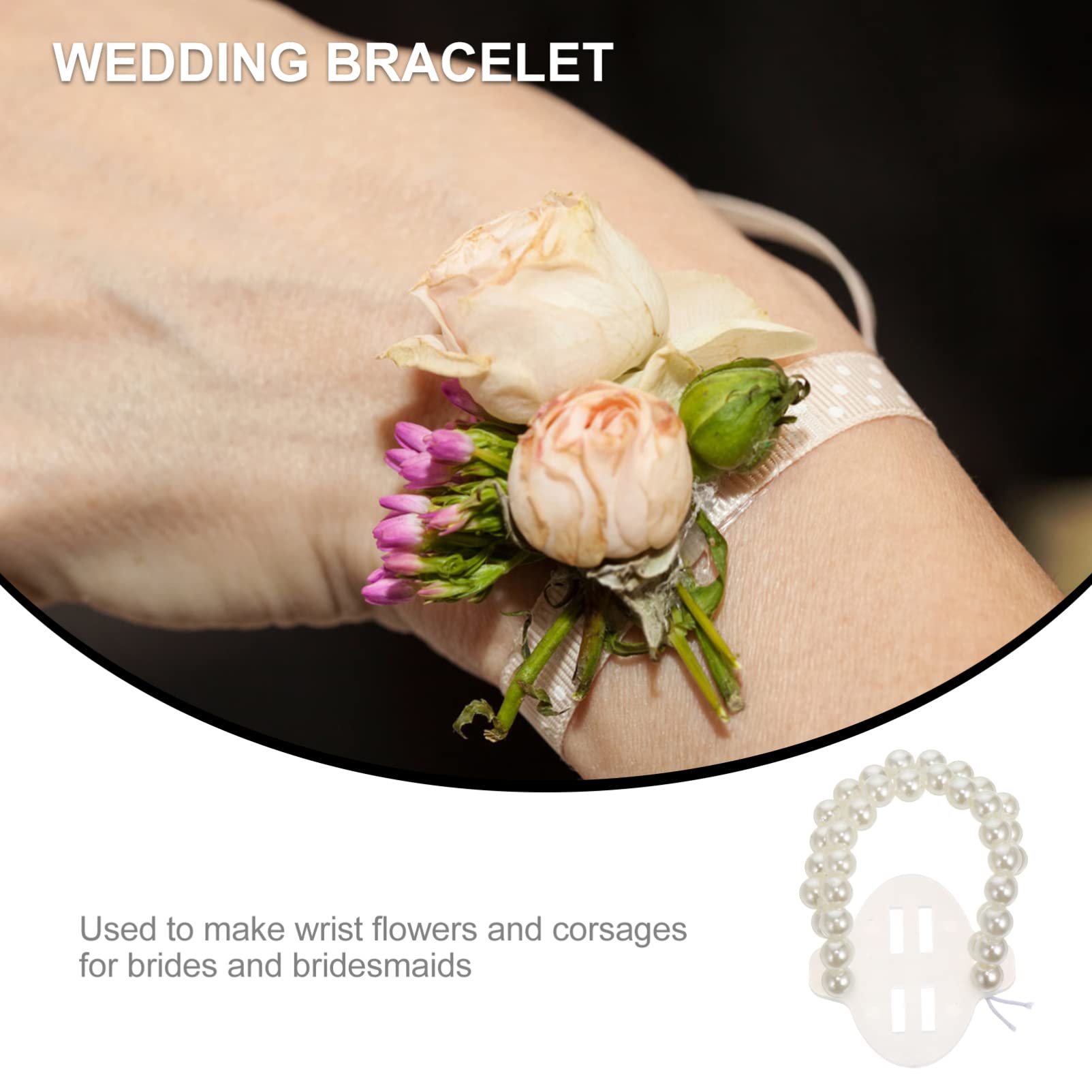 MRKU Handgelenkblume, 12 Stück Brautarmbandperlen, Abschlussball-Handband, Hochzeitsarmbandblume, Perle, elastisches Armband, elastisches Perlenband, Perle, selbstgemacht, Einheitsgröße, Achat