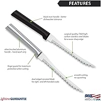 Vista 2 de Rada Cuchillo rebanador de tomate (W226), hoja dentada de acero inoxidable de 5 pulgadas, mango negro