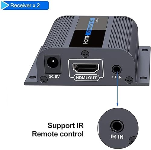 Miniatura 4 de MYPIN Extensor HDMI 1080P @60HZ 1x2 dispositivo divisor sobre cable CAT6/6A/7/8, transmisión de hasta 131.2 ft/131 pies con pantalla local de bucle,