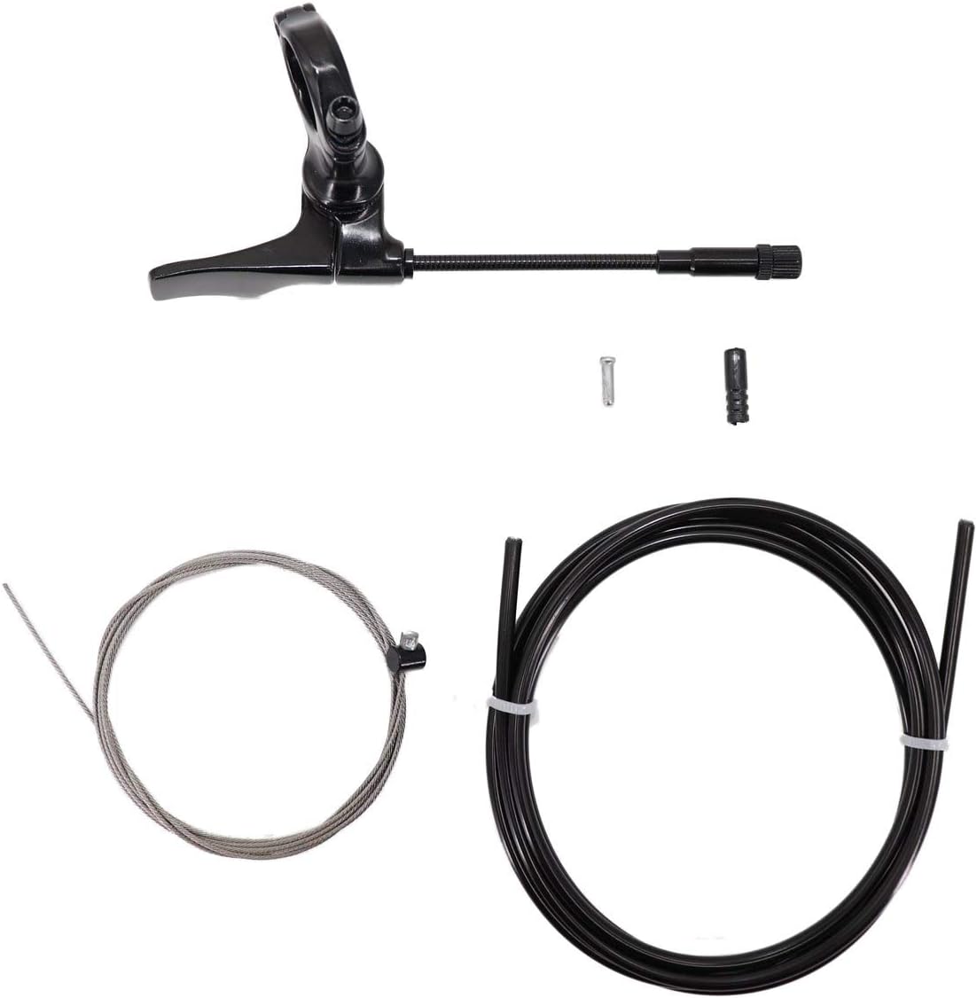 DJC Components Dropper Post Remote Lever with Cable and Hose for 22.2mm MTB Handlebar, External/Internal Routing