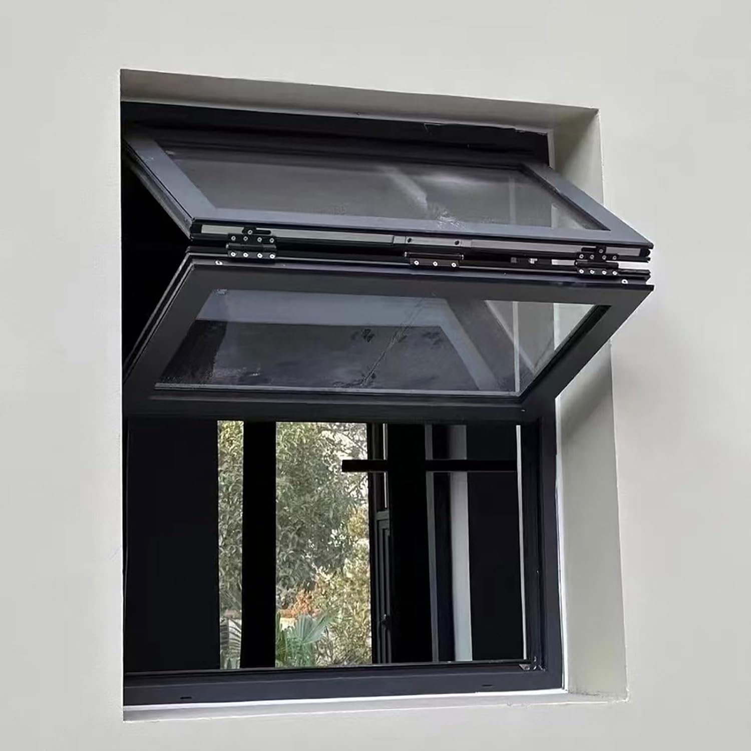 Black Folding Sliding Window 12"X20" 16"x24" 24"x32" 28"x36" Replacement Window Aluminum Folding Concession Serving Windown Kitchen Folding Window with Tempered Glass for Food Truck Coffee(W48"xH32")