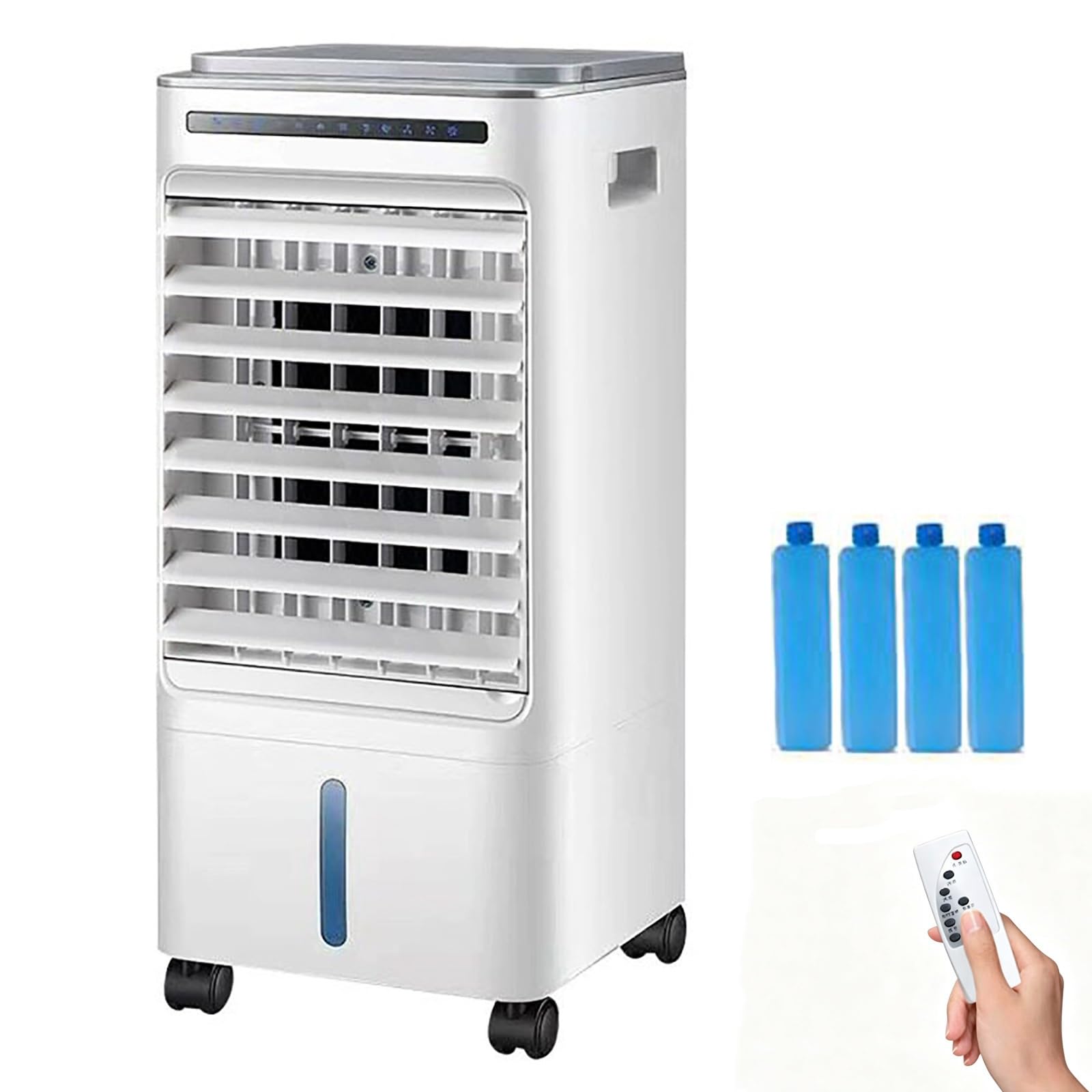 SXKLYRF Evaporative Air Cooler, 3-in-1 Swamp Cooler with 4 Ice Packs, 3 Modes & 3 Speeds, 1.3 Gal Tank, 90° Oscillation, 7H Timer, Remote, Portable Windowless AC for Bedroom Home Office
