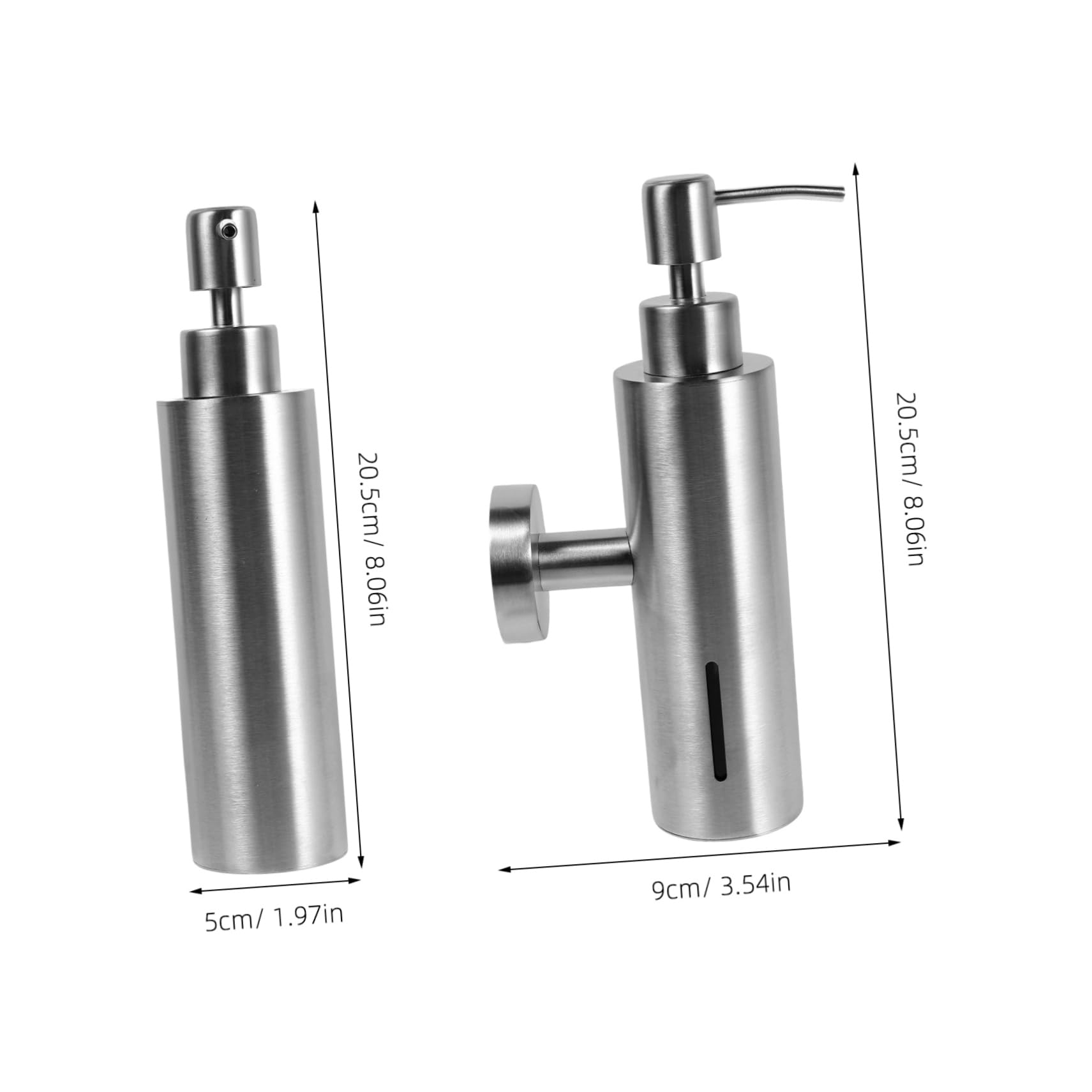 FRCOLOR Stainless Steel Wall Mounted Soap Dispenser Manual Liquid Soap Pump for Bathroom Kitchen Durable Stainless Steel Lotion Dispenser for Space Efficiency Versatile Use