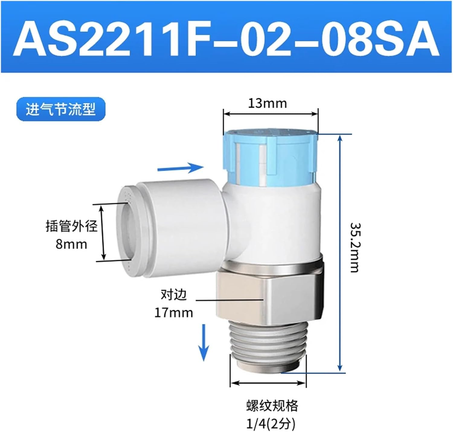 Lock Quick Plug Connector Push Lock Type Pneumatic Locking Type Speed Control Valve 4/6/8/10(AS 8-02 Intake)