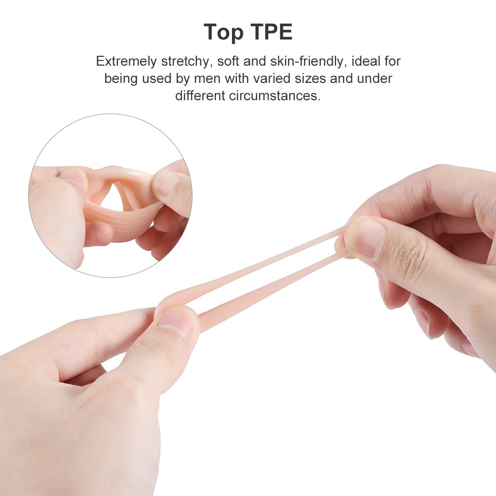 UTIMI Penis Ring Silicone Penis Foreskin Retention Rings Men's Acorn Ring  Set Elastic Cockring Day + Night + Sport TPE Cock Ring for Increasing  Potency Washable Tap Ring Set of 3 :