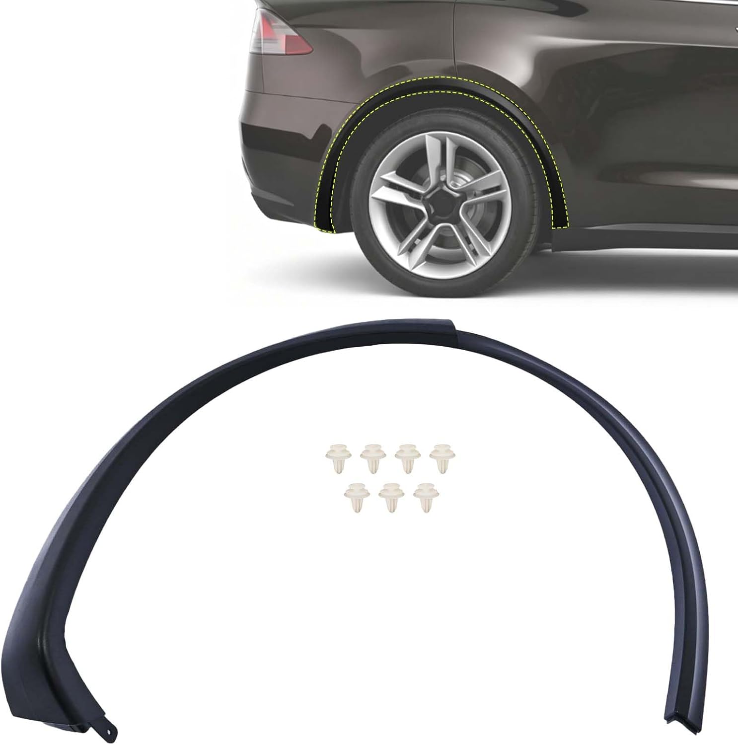 103529100E Rear Fender Wheel Flare Molding Trim Passenger Side Compatible with Tesla Model X 2016-2022 Fender Wheel Flare Molding Trim Arch Replace 1035291-00-E