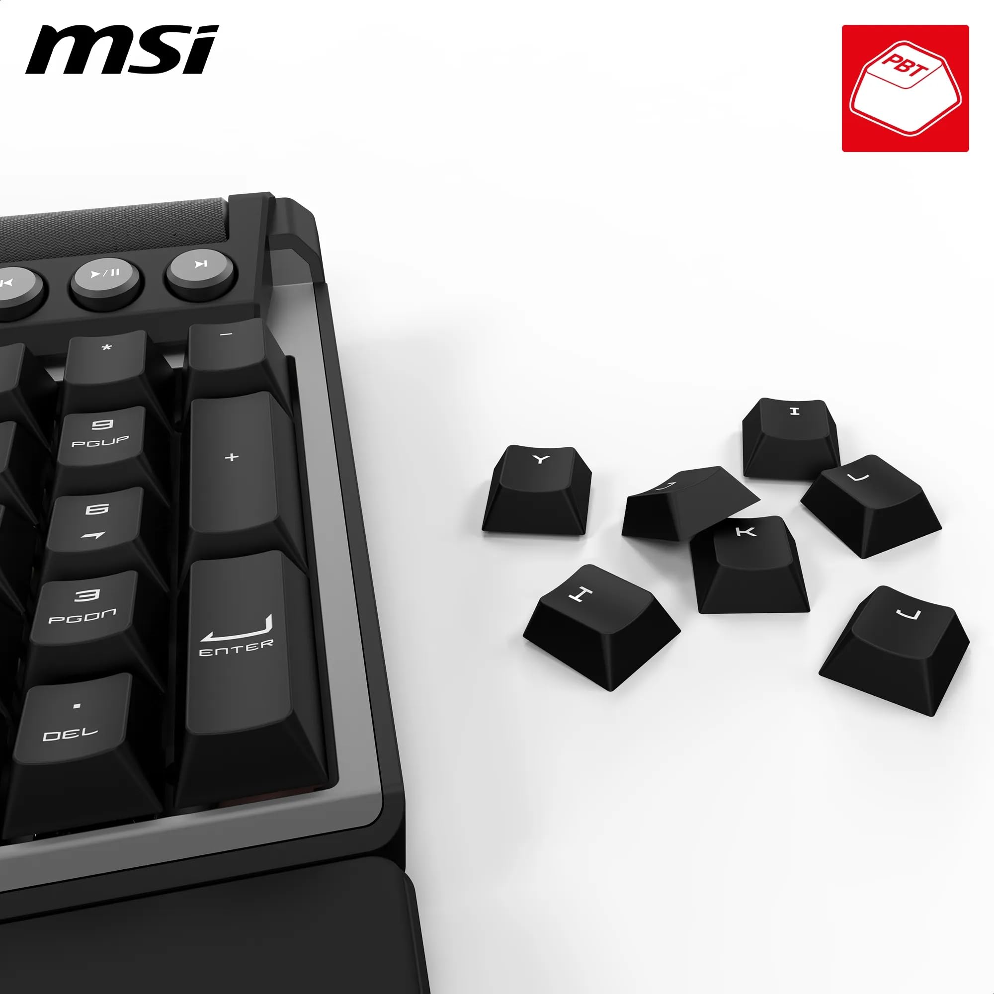 MSI Strike Pro Wireless - Clavier Gaming sans Fil - AZERTY, Disposition FR, switches Silent Tactile remplaçables à Chaud, keycaps PBT, 2.4GHz, Bluetooth, RGB Mystic Light par Touche, Batt 4200mAh