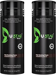 USTAR 55g Hair Building Fibers for Thinning Hair Men Women (Auburn) | 2 Pack Natural Keratin Hair Fibers, Covers Thinning Hair & Bald Spots, Sweat Waterproof All-day Seamless Natural Coverage