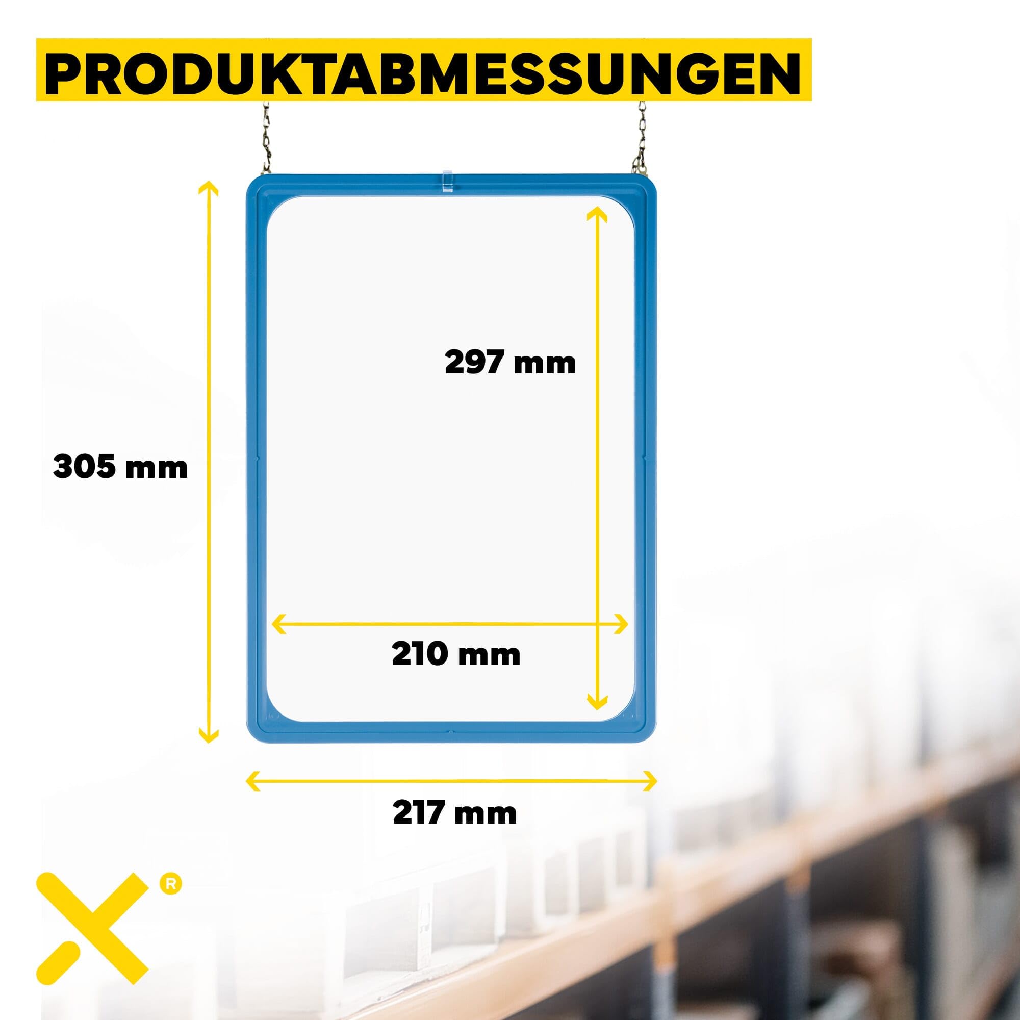 Plakatrahmen DIN A4 I Kunststoff Bilderrahmen A3 mit transparenter Hart-PVC Schutzhülle I Plakatrahmen Lager zur Lagerkennzeichnung im Hoch- & Querformat I Posterrahmen 5 Stück | Blau