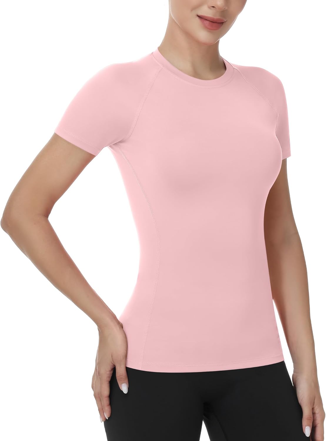 Runhit Compression Shirt Women Short Sleeve Workout Tops Athletic Gym Moisture Wicking T-Shirt Running Yoga Base Layer - Image 2