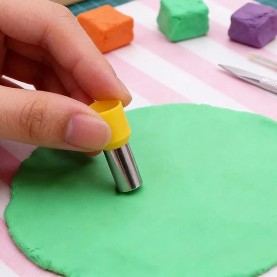 Polymer Clay Cutters, 8 Pcs Round Clay Cutters Circle Shape Cutters Indentation Punch Tools Polymer Clay Earrings Kit Cylinder for Jewelry Earrings Making