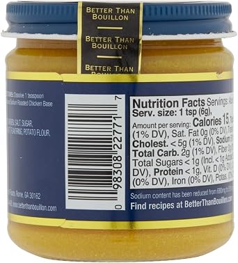 Better Than Bouillon Reduced Sodium Roasted Chicken Base, Made with Seasoned & Less Sodium, 38 Servings Per Jar, 8-Ounce Jar (Pack of 3), 24.0 Ounce