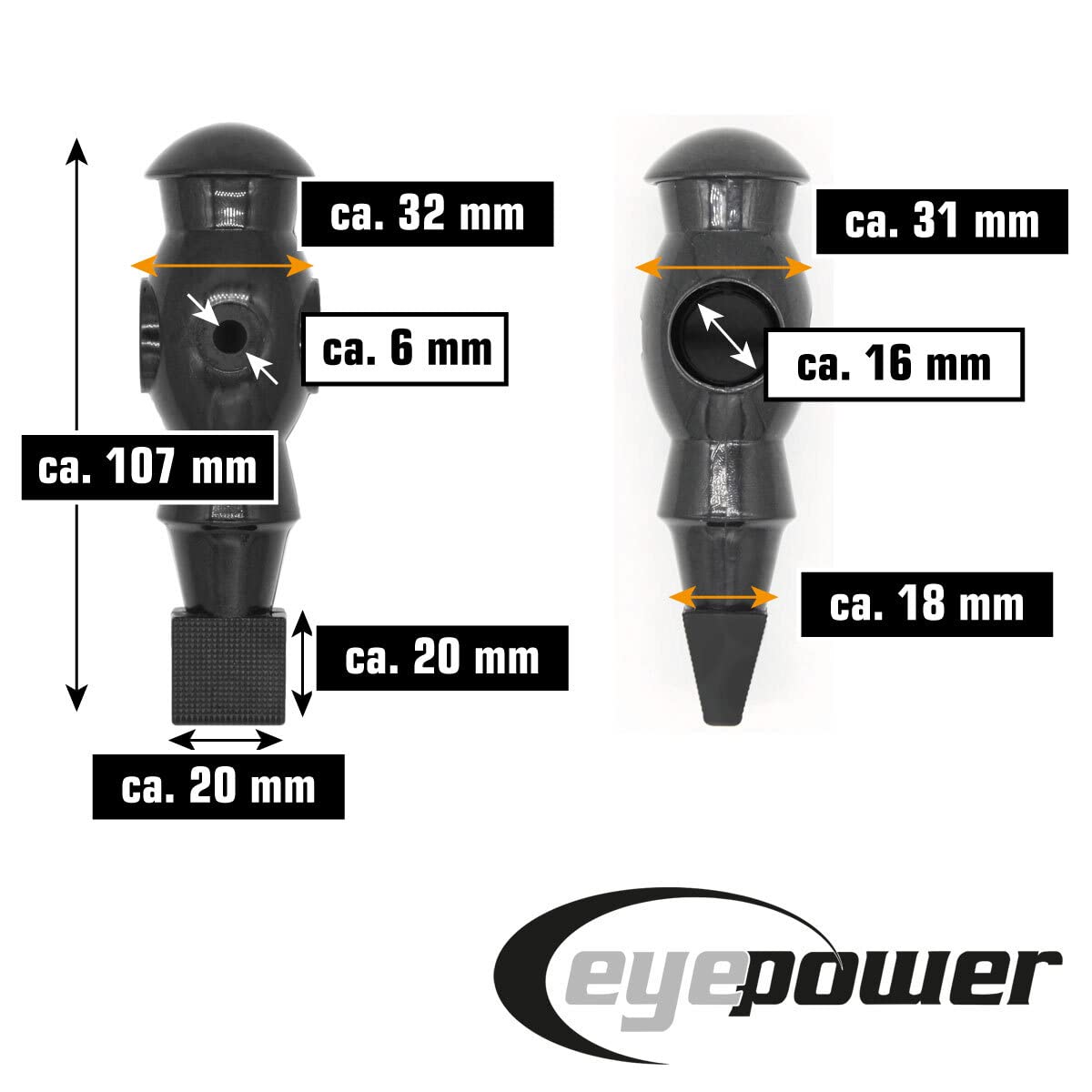 Set De 11 Figurines De Baby-foot EYEPOWER – 16 Mm, Noir, Résistantes, Pour Barres Creuses Ou Pleines, Accessoires De Rechange Pour Table De Football