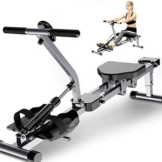 Foldable Rowing Machines Rowing Machine for Home Use Foldable, Adjustable Resistance Rowing Machine with LCD Display, Fitness Cardio Workout Weight Loss Rower, Silver Gray