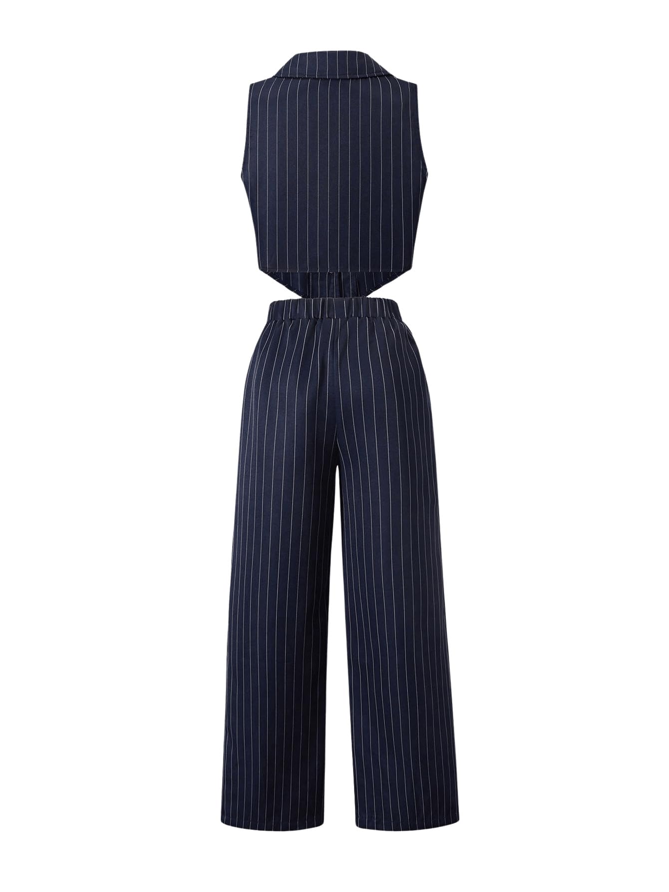 Floerns Completo da ragazza in 2 pezzi elegante a righe senza maniche gilet e pantaloni lunghi elastici casual