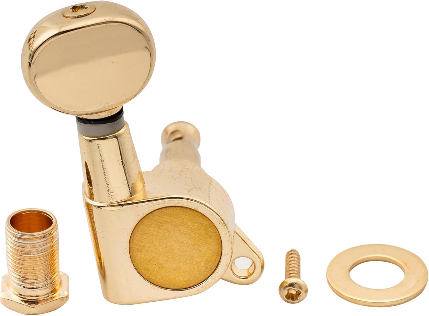 Musiclily Pro R15J 6-in-line 15:1 Ratio Full Sealed Machine Heads Tuners Tuning Pegs Keys with Vintage Oval Button for Strat Tele Style Electric Guitar, Gold