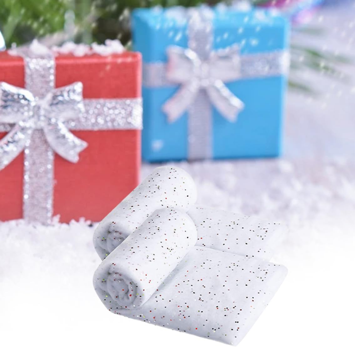 Christmas Snow Blanket Fluffy Artificial Fake White Snow Cover Photography Prop Xmas Decoration 2PCS Christmas Tree Decorations