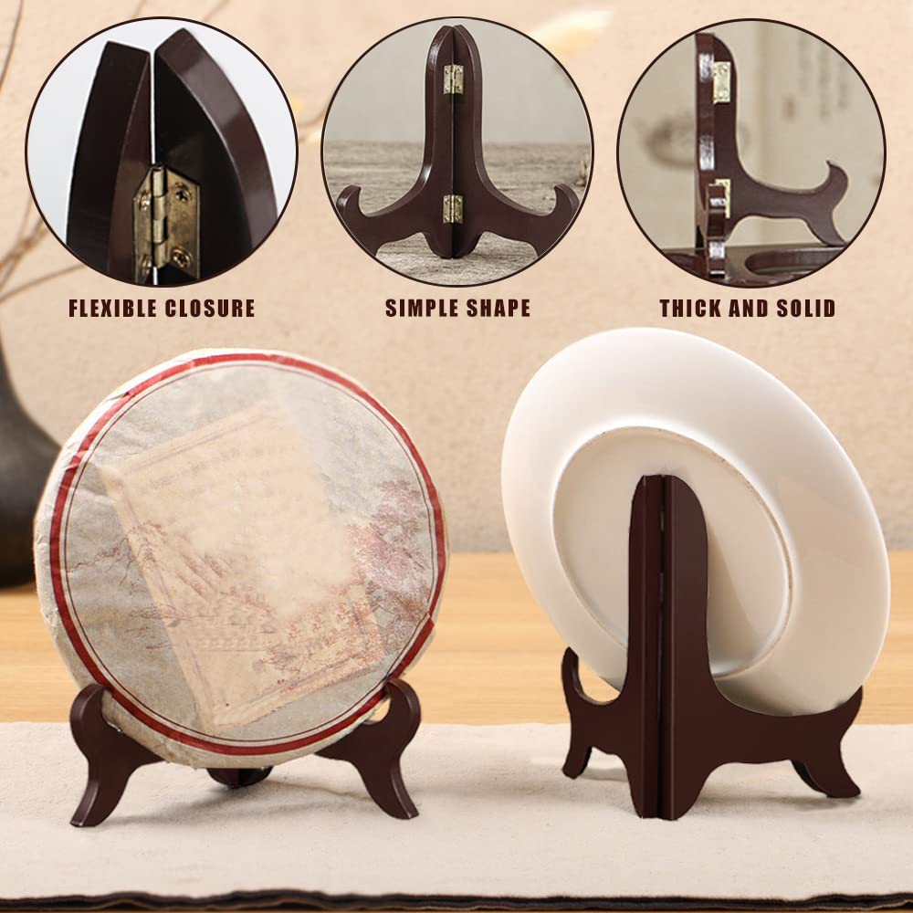 Yitexin 2 PCS Wooden Plate Stands, Wooden Decorative Plate Stand, Wooden Display Stand, for Home Decorations Picture Frame - Image 2