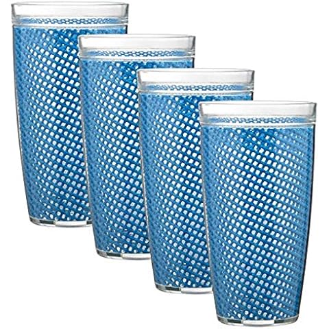 Kraftware The Fishnet Collection Doublewall Drinkware, Set of 4, 22 oz, Process Blue, 4 Count Cover