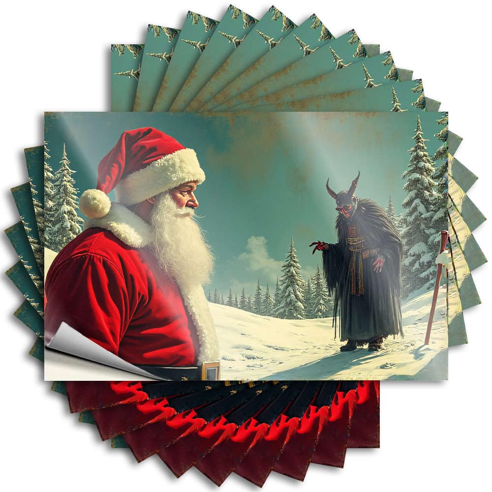 Pool Decor, Tattoo Christmas Case Santa Claus Confronts Krampus in A Snowy Forest. | Lover Waterproof Vinyl Stickers(8X12CM)