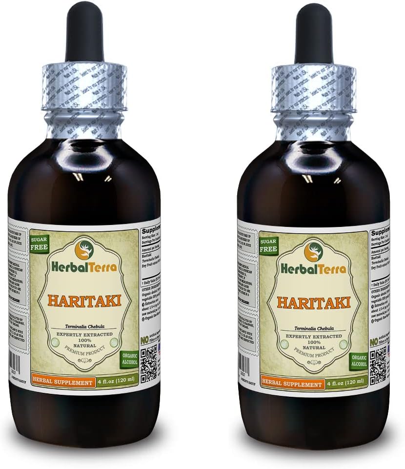 Haritaki, Giant Crepe-Myrtle (Terminalia Chebula) Dried Fruit Liquid Extract (Brand Name: HerbalTerra, Proudly Made in USA) 2x4 oz