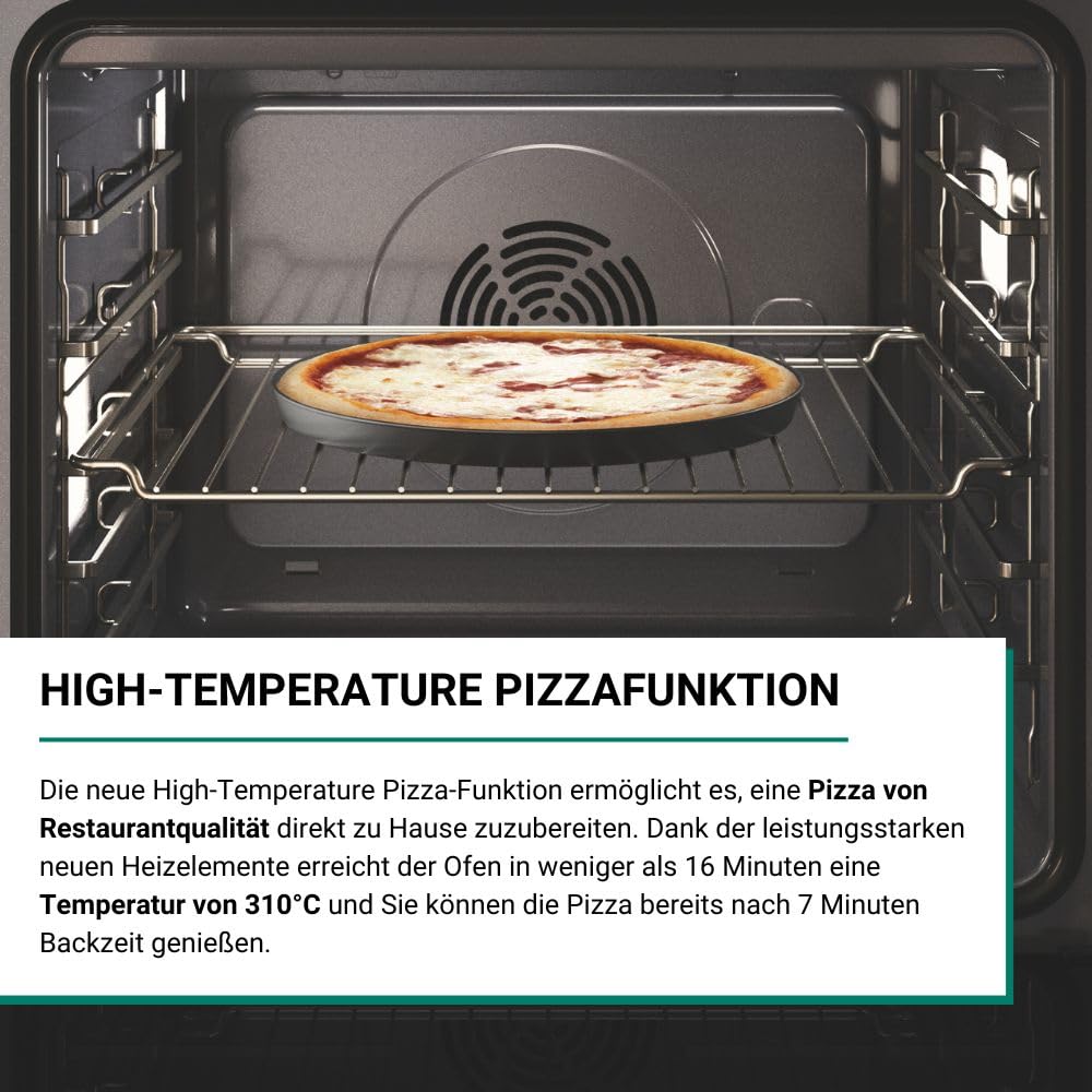 Bauknecht BBI7 310C PIZZA Einbau-Backofen, 60 cm, 73 l, inkl. Pizzastein & Holzschieber, 310°C Pizzafunktion, 56 Funktionen, AirFry, Multi-Level-Kochen, Pyrolyse & Hydrolyse, SoftClose, Schwarz