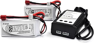 (2-Pack) 11.1V 2700mAh 25C 3S LiPo Battery with T-Plug and B3 Balance Charger Replacement for MJX H16P H16E H16GT H16BM H16PL 14301 14302 14209 14210 JC16EP RCM029 RCM027 RCM017 M161 RC Cars