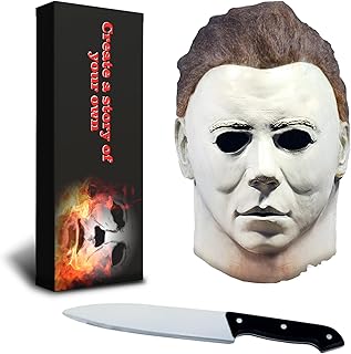 FGHJKL Halloween Horror Mask for Adults Men With Classic Knife Props Halloween Scary Mask for Cosplay