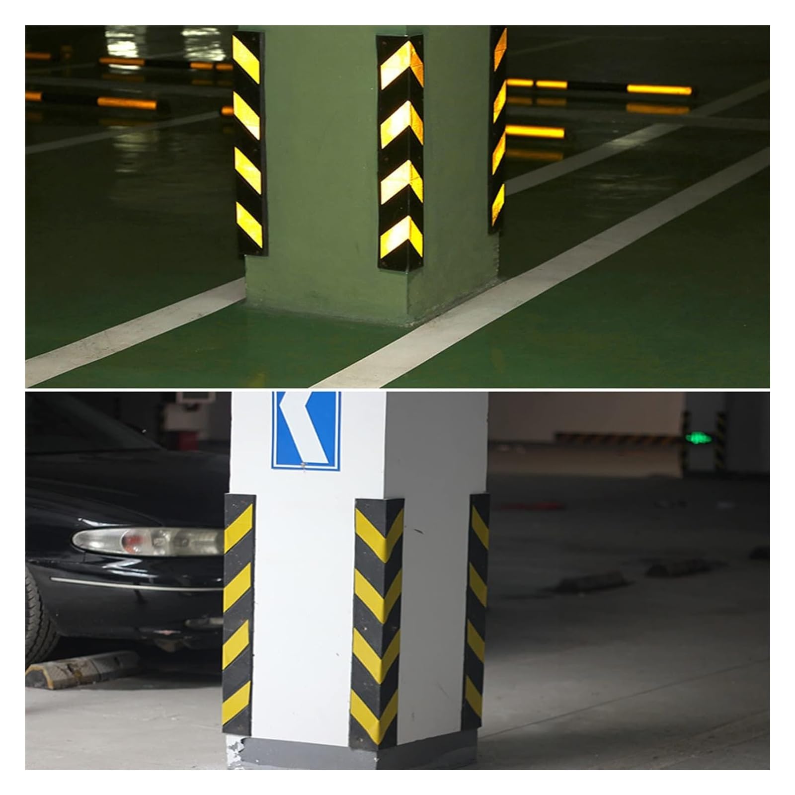 Protectores de Pared para Garaje, Protector de Esquina de Goma para Paredes de Garaje, 80 cm de Grosor, 0,8 cm de Ancho, Protector de Columna, Protector de Borde de Seguridad Reflectante par