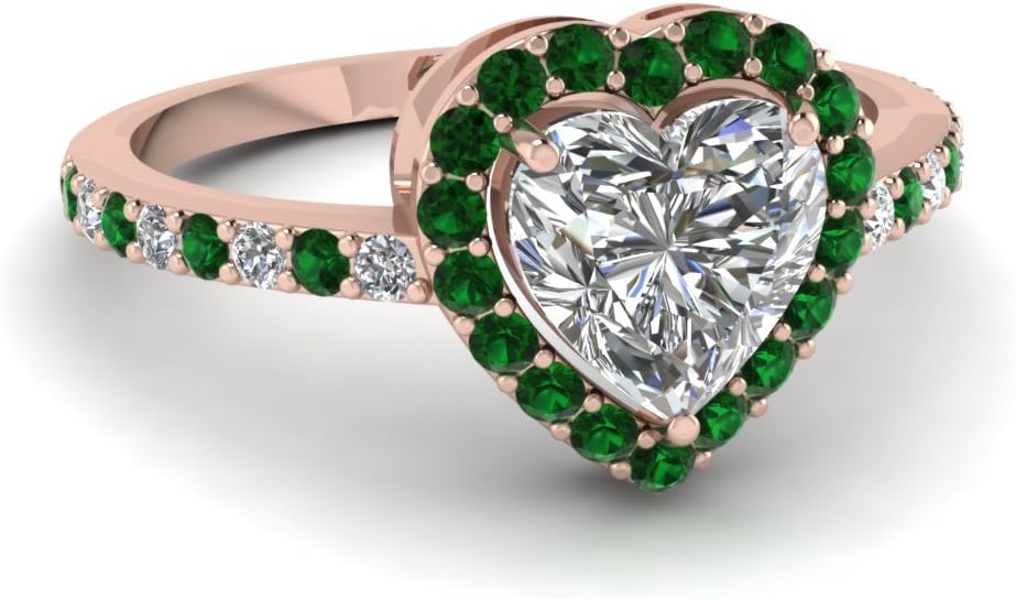 Choose Your Gemstone Heart Halo Diamond CZ Ring Rose Gold Plated Heart Shape Halo Engagement Rings Ornaments Surprise for Wife Symbol of Love Clarity Comfortable US Size 4 to 12