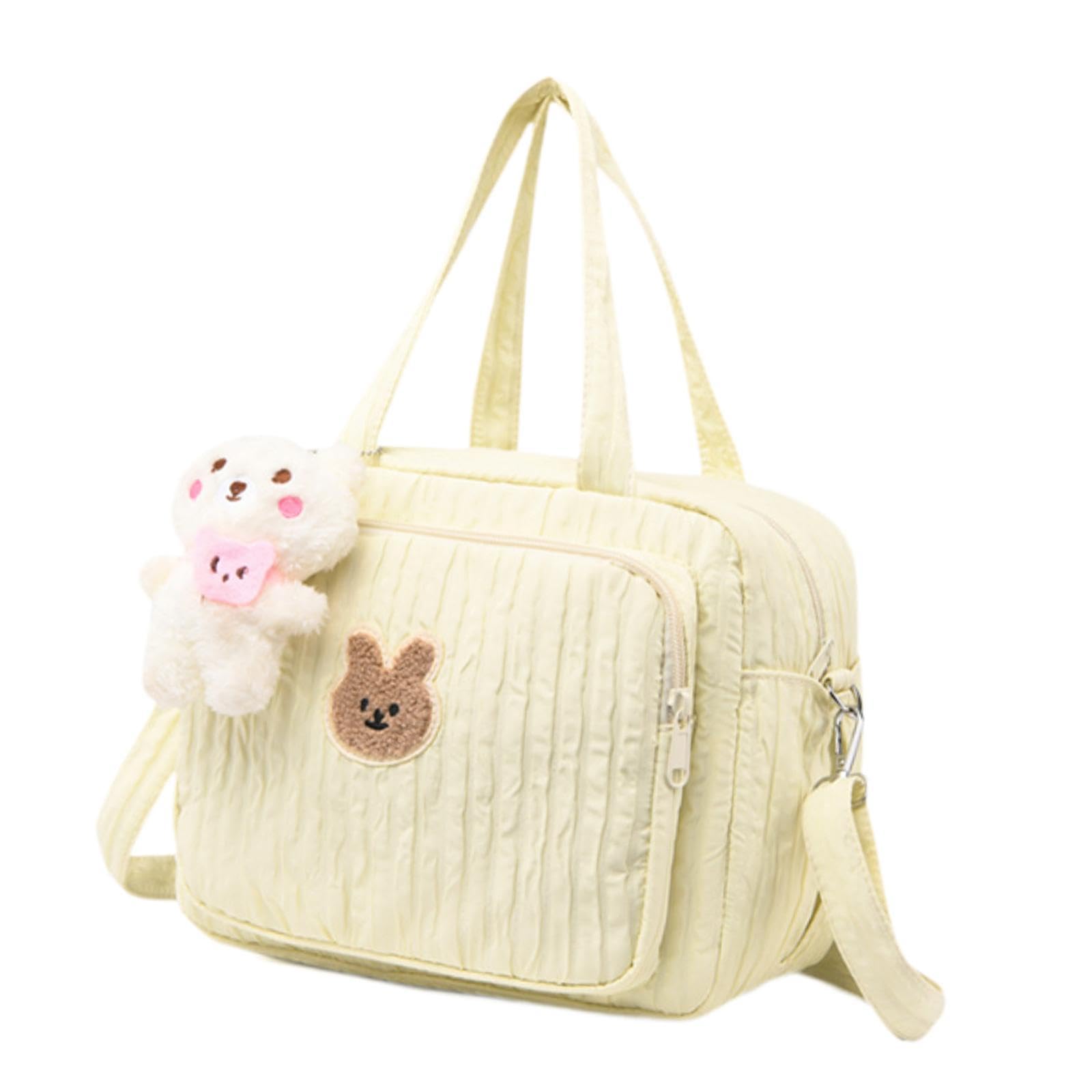 Merishopp Diaper Bag Handbag Reusable Large Capacity Spacious Mummy Makeup Bag Handbag Yellow-picture-15