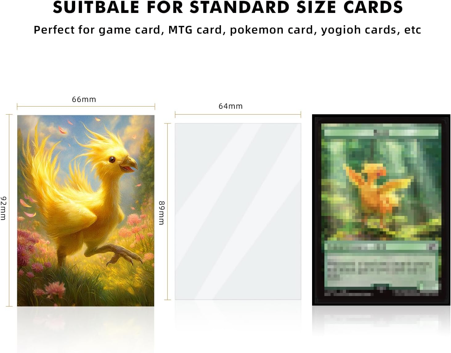 Katomula 100 MTG Card Sleeves with 100 Inner Sleeve, Textured Back Art Sleeves, Fit Standard Size Cards- Chocobo