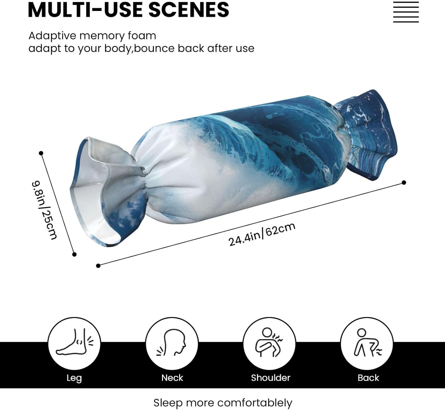 Big Ocean Wave HD Print Candy Cylindrical Comfortable Pillow Throw Pillows Home Decor Easy Maintenance