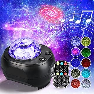 HappyGoo LED Night Light Projector,3 in 1 Music Galaxy Projector,32 Colors Starry Star Light,Water Wave Mood Light for Room Decoration,Halloween Gifts