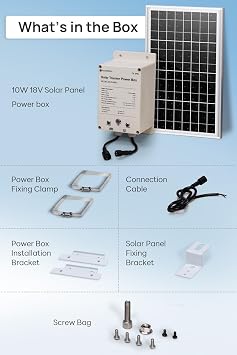 ECO-WORTHY Power Box for Solar Tracker System IP65 Waterproof: 10W Monocrystalline Solar Panel + 6AH 12V LiFePO4 Battery with 3000+ Cycles and BMS Protection Plug and Play for Garden and Outdoor