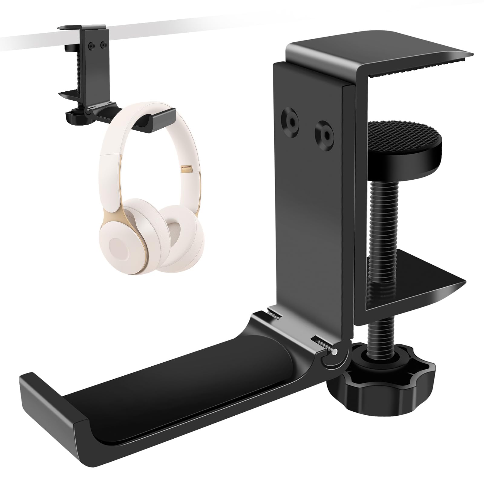 Headphone Stand Hanger Holder, Foldable Aluminum Desk Headphone, Universal Space Saving Headset Stand Multifunctional Under Desk Hanger for Home Office-image-32