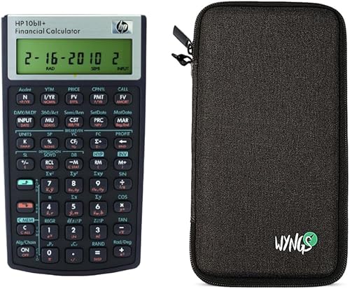 Vista 15 de HP 10B II Plus/Hewlett Packard 10BII+ Calculadora científica financiera + funda protectora WYNGS color negro