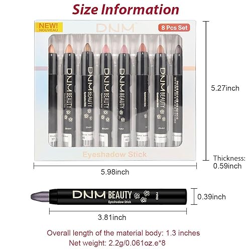 Vista 390 de evpct - Juego a granel de lápices de sombra en crema para ojos, impermeable, brillante, metálico, blanco deslumbrante, gris, plateado, negro