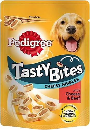 Dog Treats Pedigree Tasty Bites Cheesy Nibbles con queso y carne de vacuno 140g