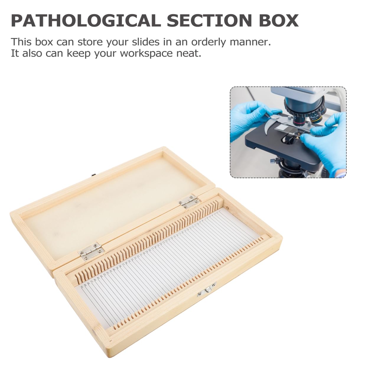 Boîte de Rangement pour Lames de Microscope 50 Lames Métal Nickelé Serrure