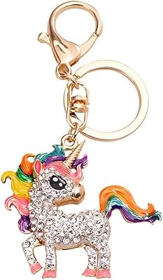 KeyChain Rhinestone Unicorn Key Ring Rainbow Unicorn Key Chain Car Bag Pendant Charm Gift for Women Girls