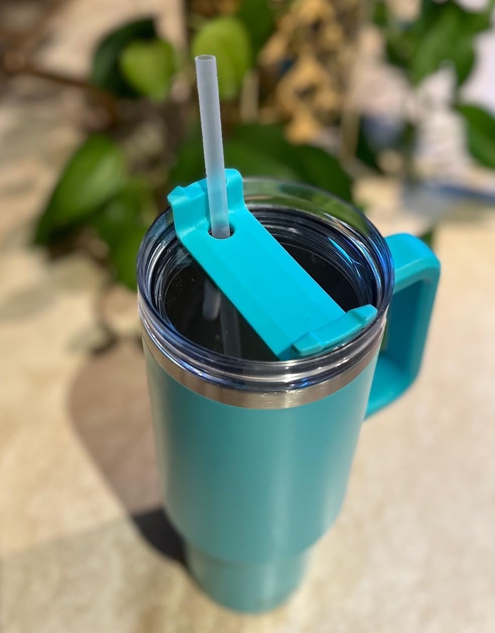 40oz Stainless Steel Double Wall Vacuum Insulated Tumbler with Handle, Straw Lid and Straw - Insulated Travel Mug Keeps Cold Drinks Cold and Hot Drinks Hot - BPA Free (Aqua Blue) - Image 3