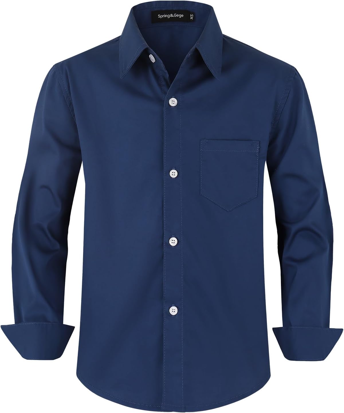 Boys' Cotton Dress Shirt Long Sleeve Casual School Uniform Woven Button Down Shirt