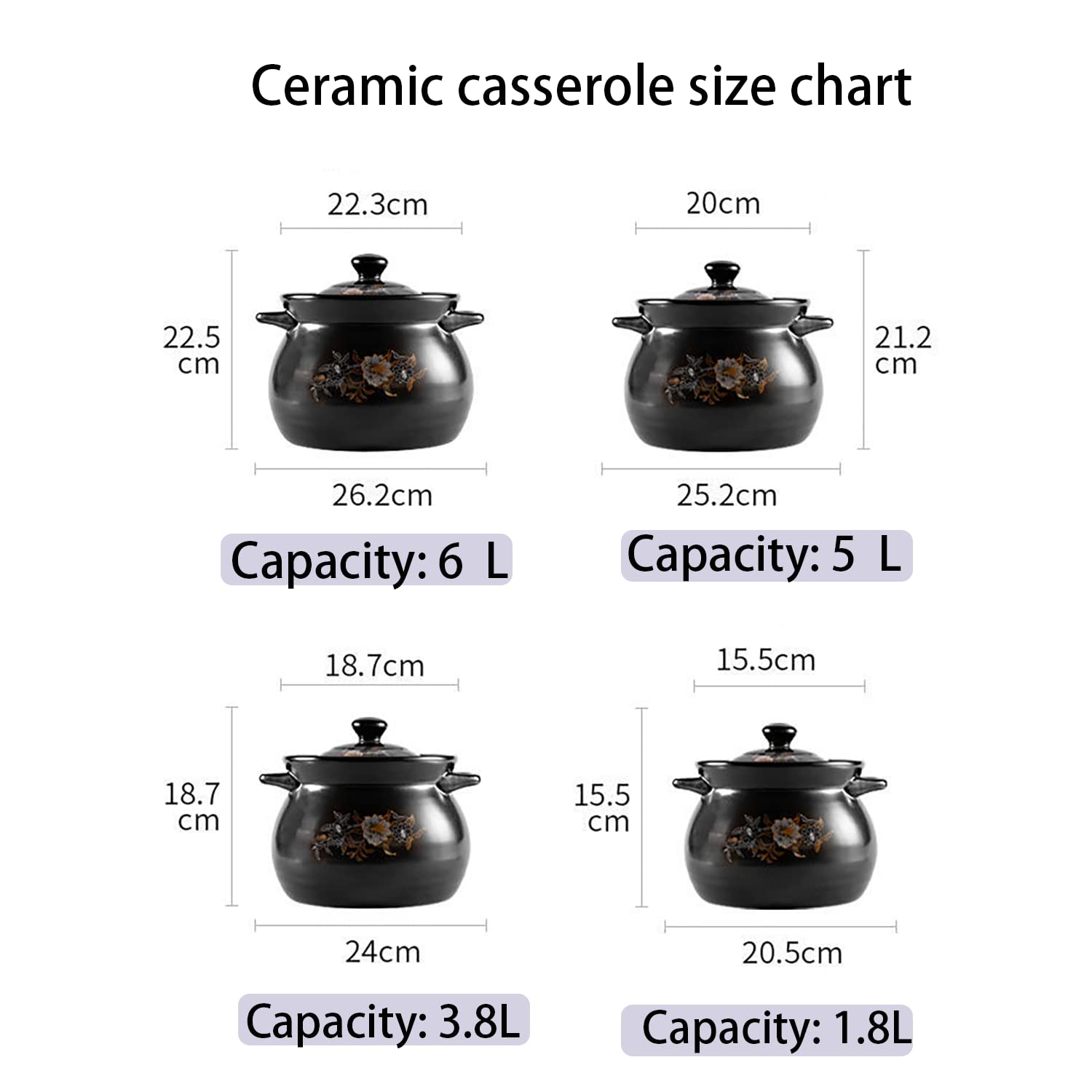 Pentola in Ceramica, pentola in Terracotta, pentola in Ceramica, pentola per zuppa, pentola Antiaderente in Ceramica, pentola in Terracotta, pentola in Terracotta con Coperchio, ca