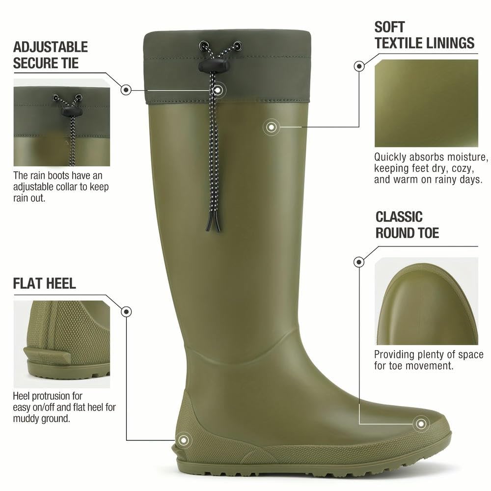 Botas de Lluvia de Goma para Mujer, Impermeables, Plegables, Altas, para jardín, Botas de Agua Ligeras, Botas para el Barro