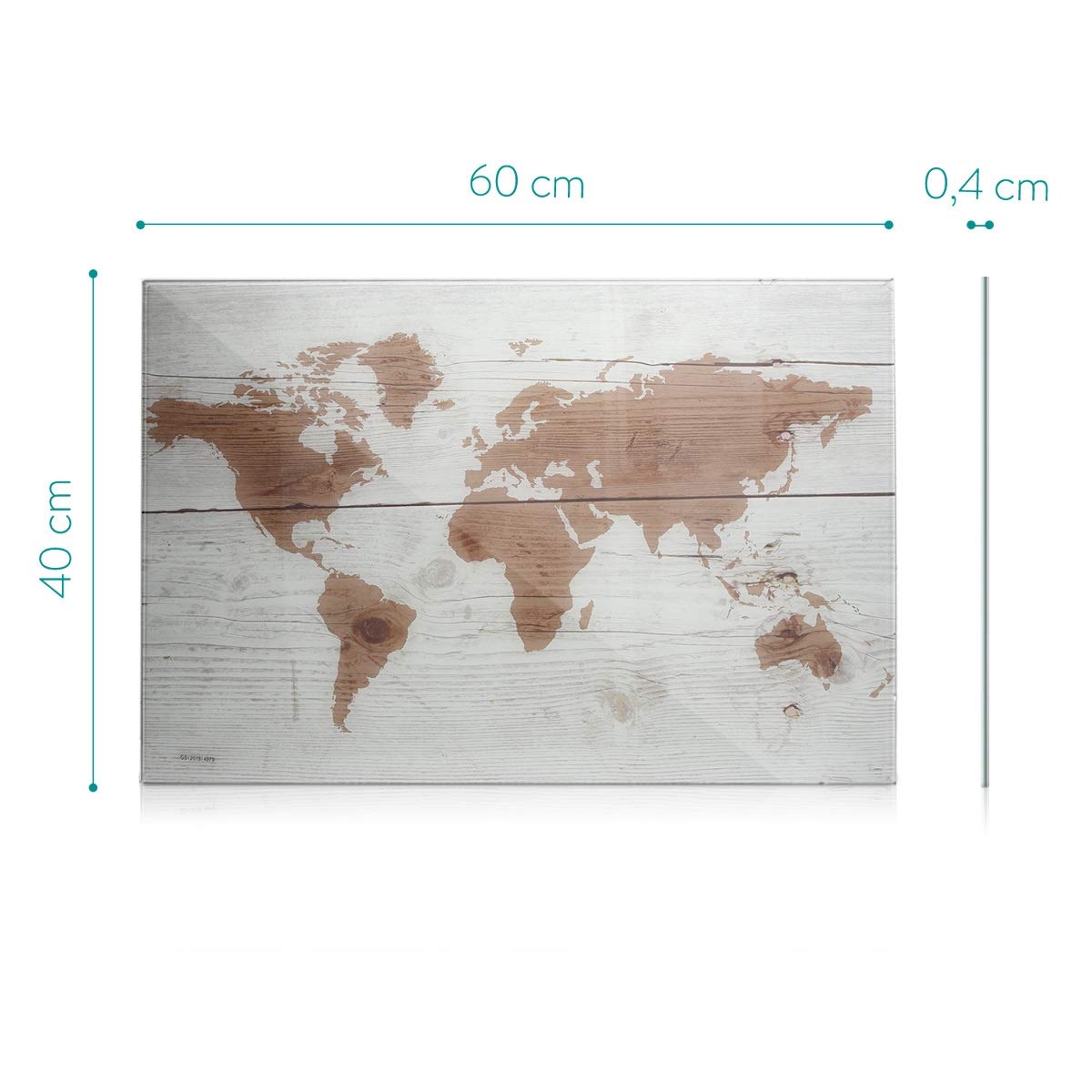 Navaris glassboard - Magnetisch bord voor aan de wand - Memobord van glas - 60 x 40 cm - Magneetbord inclusief magneten en marker - Wereldkaart