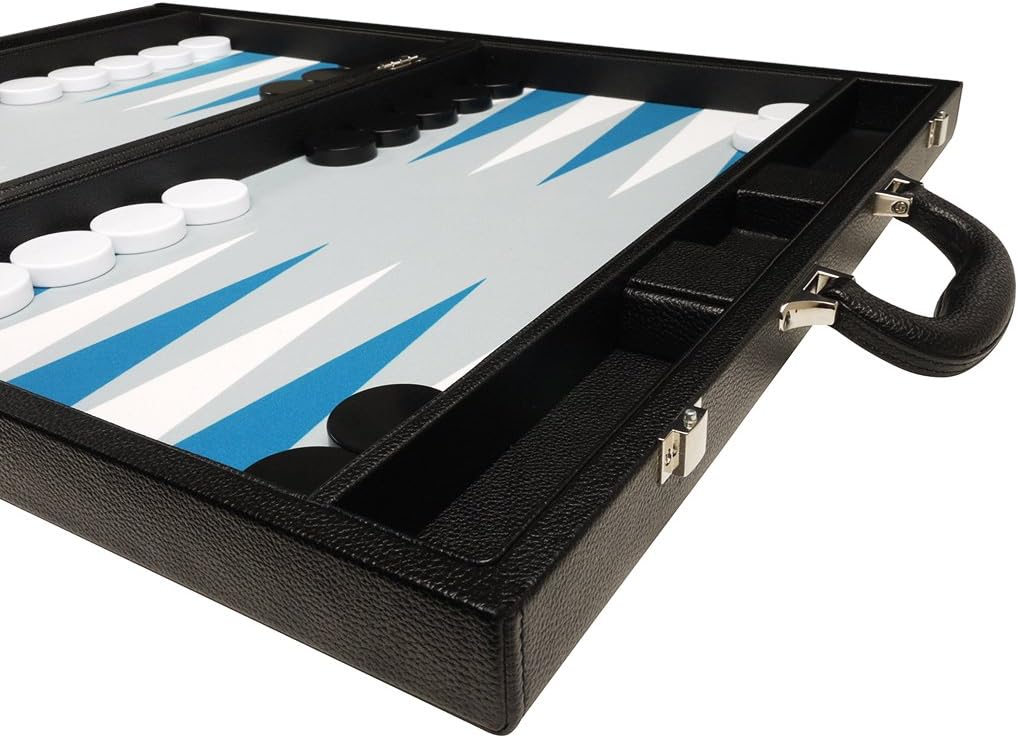 Up To 60% OFF 19-inch Premium Backgammon Set - Large Size - Black with White and Astral Blue Points
